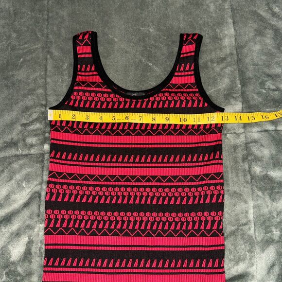 Y2K Wet Seal Tank Dress Womens Medium Red Black Printed Stretch Round Neck - Picture 2 of 4